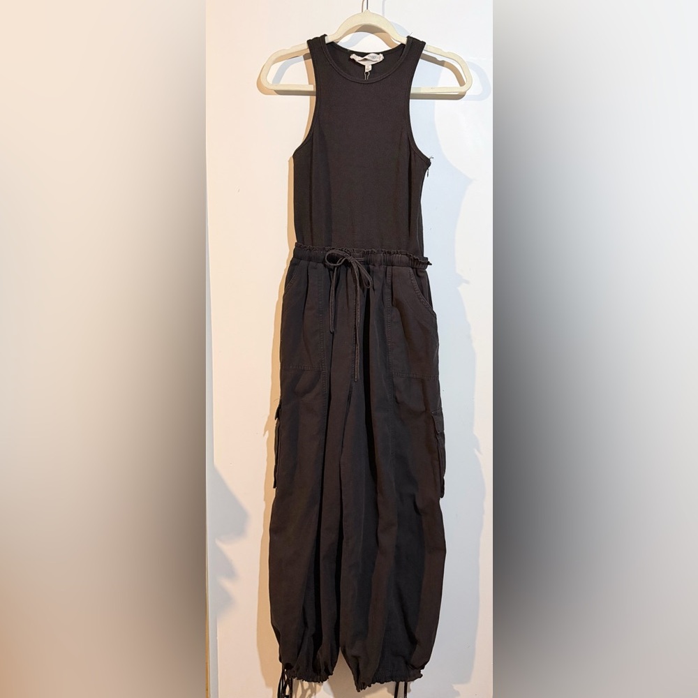 Sleeveless Black Drawstring Jumpsuit
